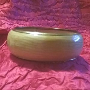 Vintage Cream Enamel Chunky Bangle Bracelet